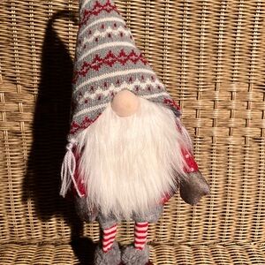 Festive Gnome Plush with Red and Gray Hat